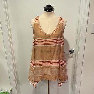 Rag and Bone Handkerchief Hem Striped Top Size 10. 
Semi sheer.